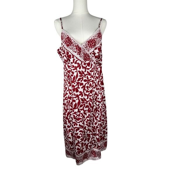 Hart of Dixie Style Red‎ White Print Sundress Women's 12 Cotton Midi Cottagecore - Picture 2 of 16
